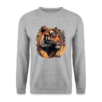 Tigre de l’Inde - Sweat-shirt Unisexe - gris chiné - Devant - Alina (178cm) & Michal (187cm)