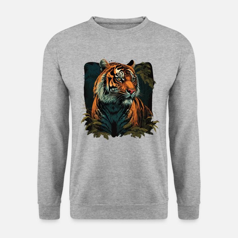Tiger in freier Wildbahn - Unisex Pullover - Weißgrau meliert