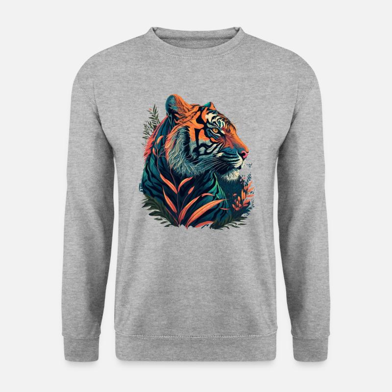 Orange Tiger - Unisex Pullover - Weißgrau meliert