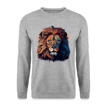 Lion Lineart - Unisex Sweatshirt - salt & pepper - Front - Alina (178cm) & Michal (187cm)