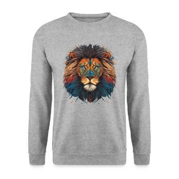 Safari Lion Head - Unisex Sweatshirt - salt & pepper - Front - Alina (178cm) & Michal (187cm)
