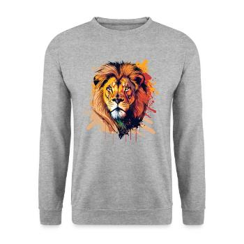 Tierkopf - Unisex Pullover - Weißgrau meliert - Vorne - Alina (178cm) & Michal (187cm)