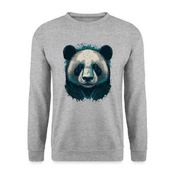 Tête de panda bleu - Sweat-shirt Unisexe - gris chiné - Devant - Alina (178cm) & Michal (187cm)