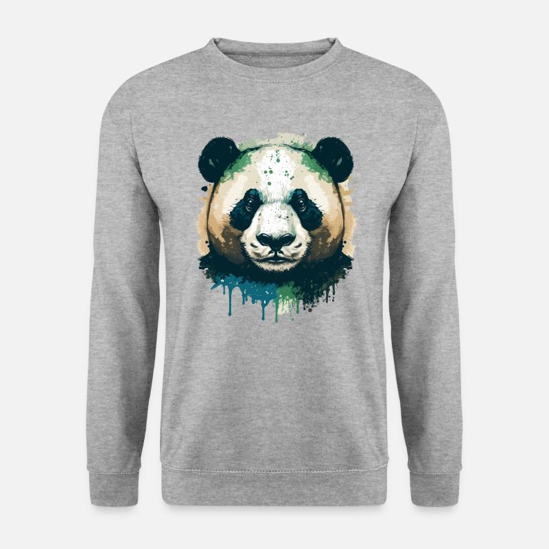 Panda Ink Illustration - Unisex Pullover - Weißgrau meliert