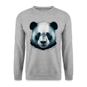 Tête de panda réaliste - Sweat-shirt Unisexe - gris chiné - Devant - Alina (178cm) & Michal (187cm)