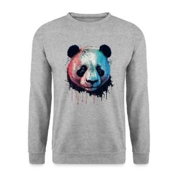 Amazing Drawing of a Panda Head - Unisex Sweatshirt - salt & pepper - Front - Alina (178cm) & Michal (187cm)