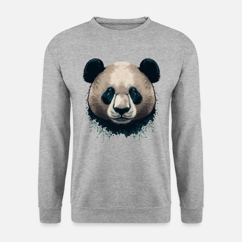 Sehr ernster Panda - Unisex Pullover - Weißgrau meliert