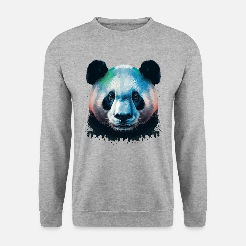 Farbiger Panda - Unisex Pullover - Weißgrau meliert