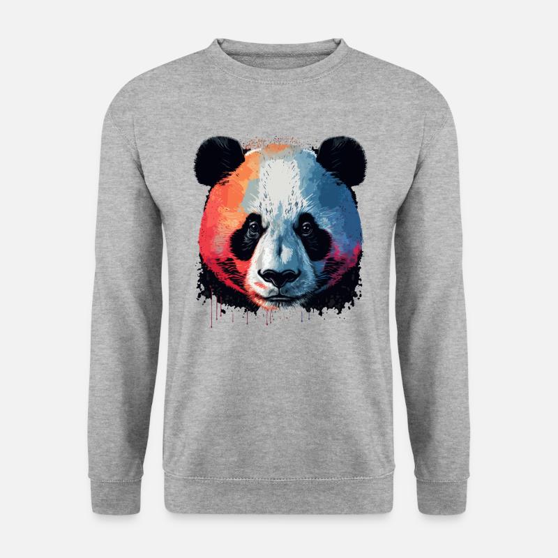 Frankreich Flagge Panda - Unisex Pullover - Weißgrau meliert