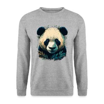 Panda avec des lattes de bambou - Sweat-shirt Unisexe - gris chiné - Devant - Alina (178cm) & Michal (187cm)