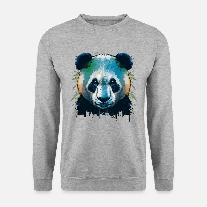 Pandas - Unisex Pullover - Weißgrau meliert