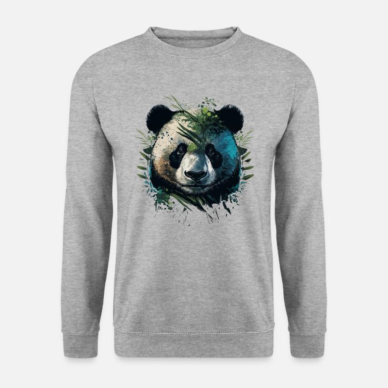 Panda hiding behinde leaths - Unisex Sweatshirt - salt & pepper