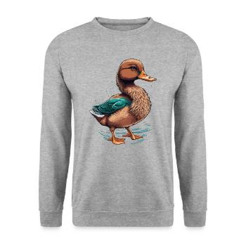 Ente - Unisex Pullover - Weißgrau meliert - Vorne - Alina (178cm) & Michal (187cm)