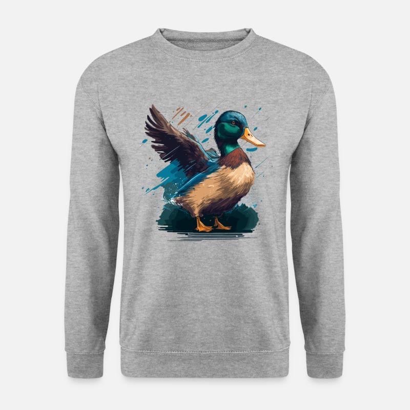 Ente mit Flügeln - Unisex Pullover - Weißgrau meliert