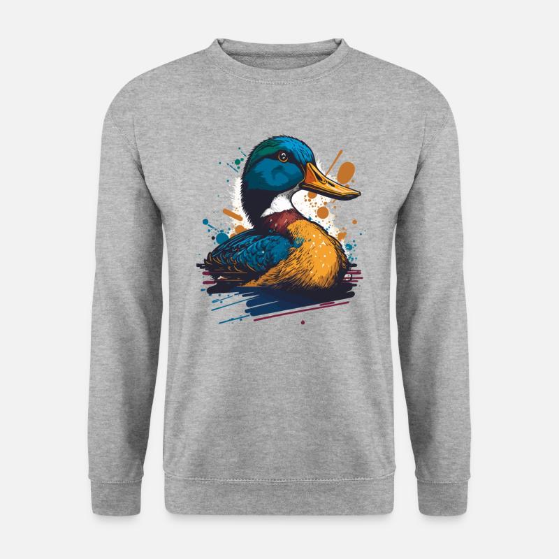 Enten-Kunstwerk - Unisex Pullover - Weißgrau meliert