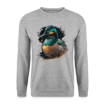 Entenjäger Geschenk - Unisex Pullover - Weißgrau meliert - Vorne - Alina (178cm) & Michal (187cm)