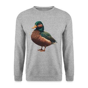 Canard détaillé - Sweat-shirt Unisexe - gris chiné - Devant - Alina (178cm) & Michal (187cm)