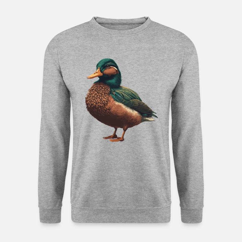 Detaillierte Ente - Unisex Pullover - Weißgrau meliert