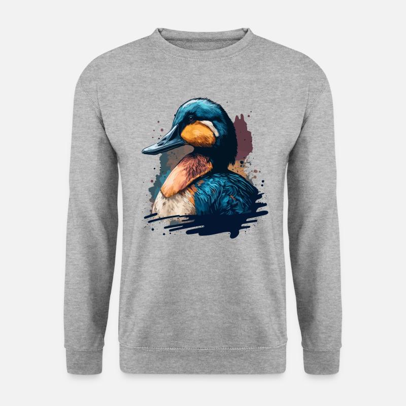 Entenmalerei - Unisex Pullover - Weißgrau meliert