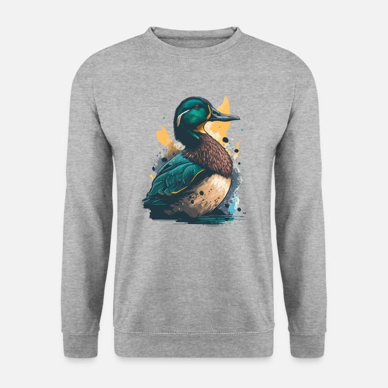 Kunstwerk einer Ente - Unisex Pullover - Weißgrau meliert