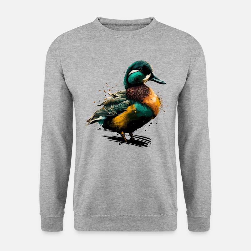 Farbige Ente - Unisex Pullover - Weißgrau meliert