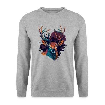 Deer Art - Unisex Sweatshirt - salt & pepper - Front - Alina (178cm) & Michal (187cm)