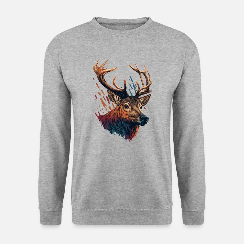 Elch - Unisex Pullover - Weißgrau meliert