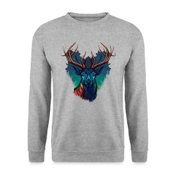 Bunter Kopf - Unisex Pullover - Weißgrau meliert - Vorne - Alina (178cm) & Michal (187cm)