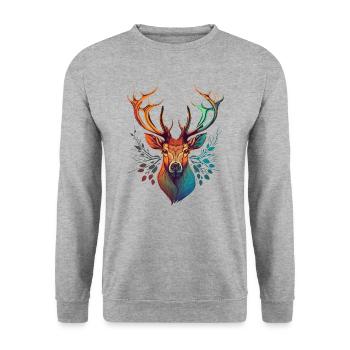 Niedliches Reh - Unisex Pullover - Weißgrau meliert - Vorne - Alina (178cm) & Michal (187cm)