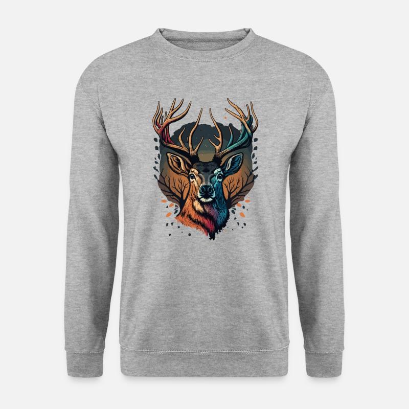 Rehbraun - Unisex Pullover - Weißgrau meliert