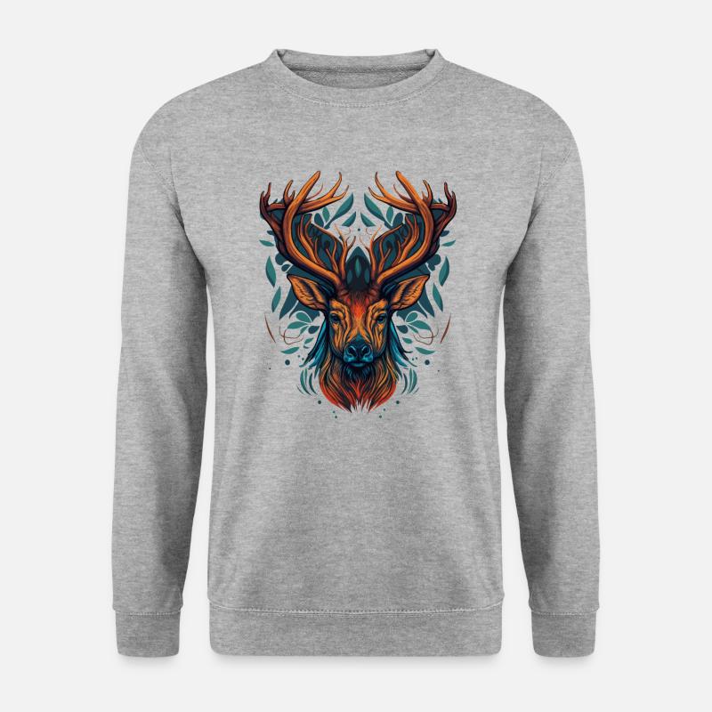 Hirschkuh - Unisex Pullover - Weißgrau meliert