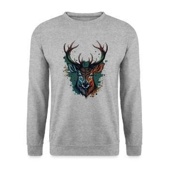 Buck Head - Unisex Sweatshirt - salt & pepper - Front - Alina (178cm) & Michal (187cm)