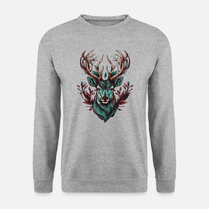 Wildhirsche - Unisex Pullover - Weißgrau meliert