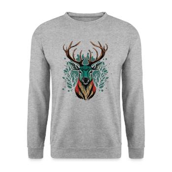 Stag Lover - Unisex Sweatshirt - salt & pepper - Front - Alina (178cm) & Michal (187cm)