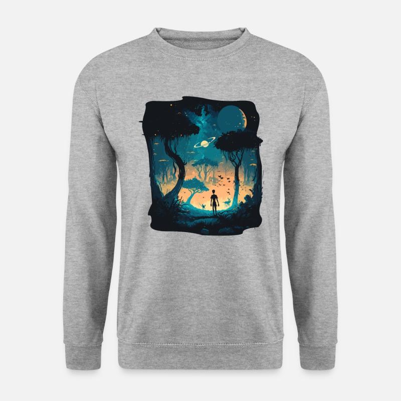 Cartoon Alien - Unisex Pullover - Weißgrau meliert