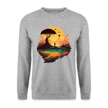 Fremde Gesellschaft - Unisex Pullover - Weißgrau meliert - Vorne - Alina (178cm) & Michal (187cm)