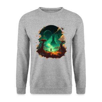 Eine andere Welt - Unisex Pullover - Weißgrau meliert - Vorne - Alina (178cm) & Michal (187cm)