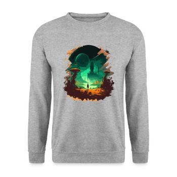 Space - Unisex Sweatshirt - salt & pepper - Front - Alina (178cm) & Michal (187cm)
