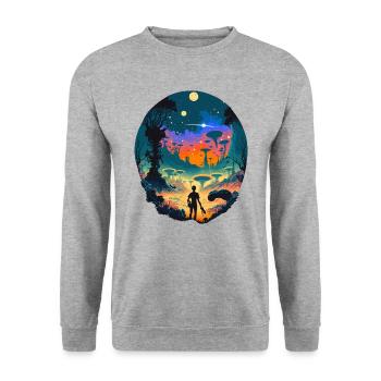 Science-Fiction - Unisex Pullover - Weißgrau meliert - Vorne - Alina (178cm) & Michal (187cm)