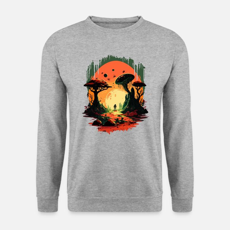 Außerirdische Pflanzen - Unisex Pullover - Weißgrau meliert