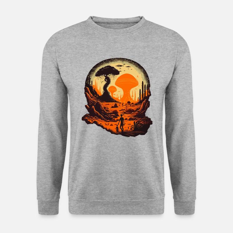 Seltsame außerirdische Welt - Unisex Pullover - Weißgrau meliert