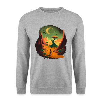 Colorful Alien - Unisex Sweatshirt - salt & pepper - Front - Alina (178cm) & Michal (187cm)