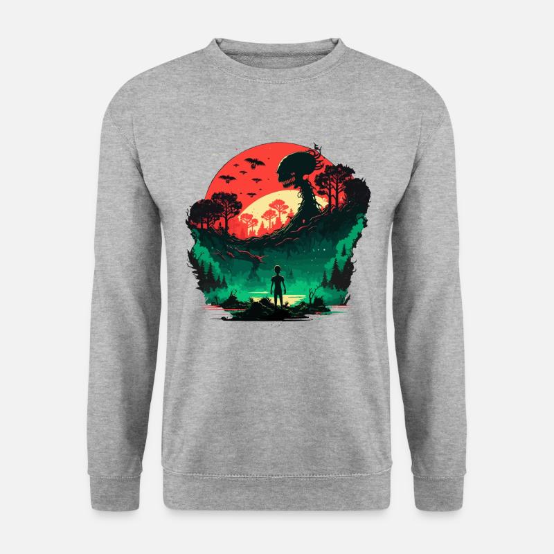 Futuristische Welt - Unisex Pullover - Weißgrau meliert