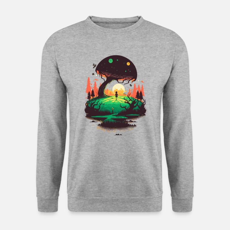 Außerirdischer Entdecker - Unisex Pullover - Weißgrau meliert