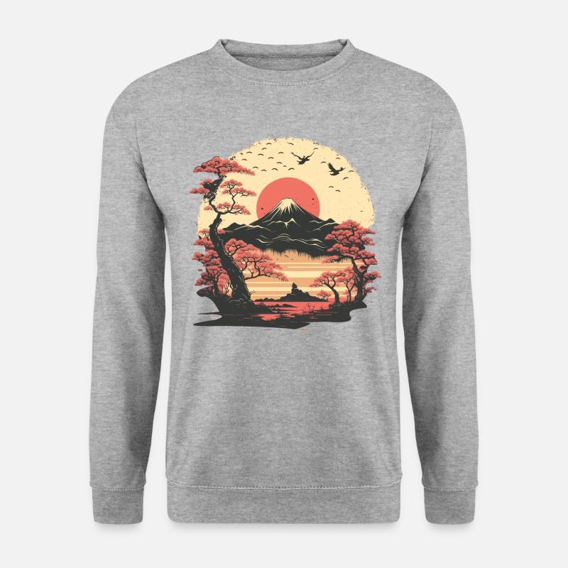 Japanisches Kunstwerk - Unisex Pullover - Weißgrau meliert