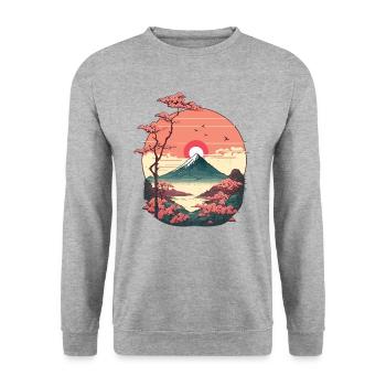 Coucher de soleil sur Montain - Sweat-shirt Unisexe - gris chiné - Devant - Alina (178cm) & Michal (187cm)