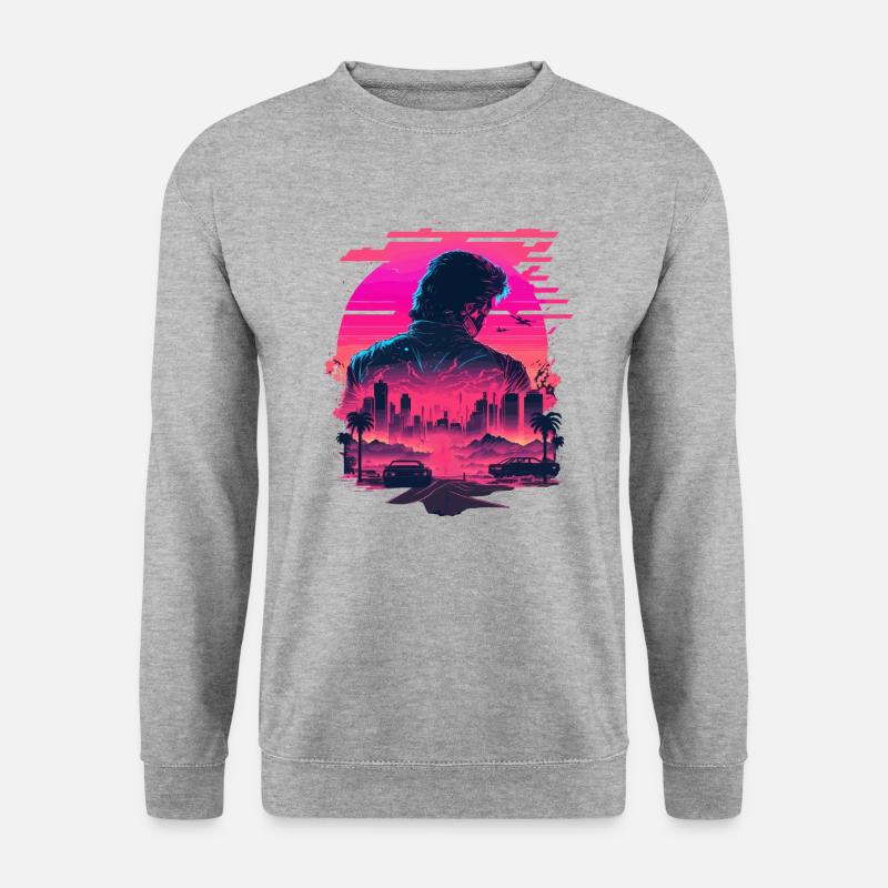 Synthwave City Skyline - Unisex Sweatshirt - salt & pepper