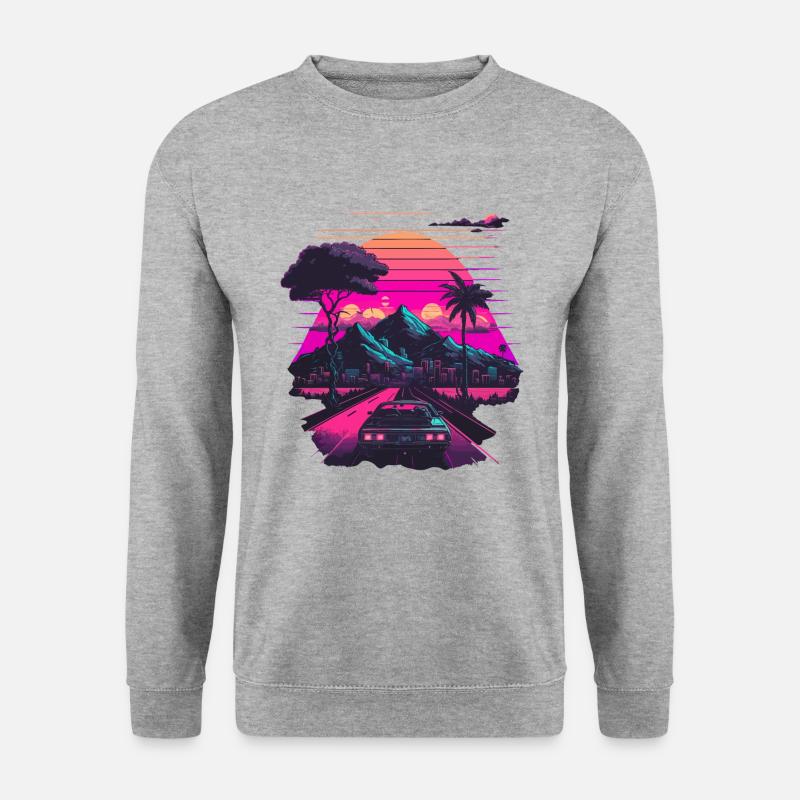 Vaporwave Stadt - Unisex Pullover - Weißgrau meliert