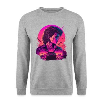 80s - Unisex Sweatshirt - salt & pepper - Front - Alina (178cm) & Michal (187cm)
