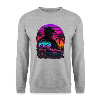 Miami Beach Vaperwave - Unisex Sweatshirt - salt & pepper - Front - Alina (178cm) & Michal (187cm)